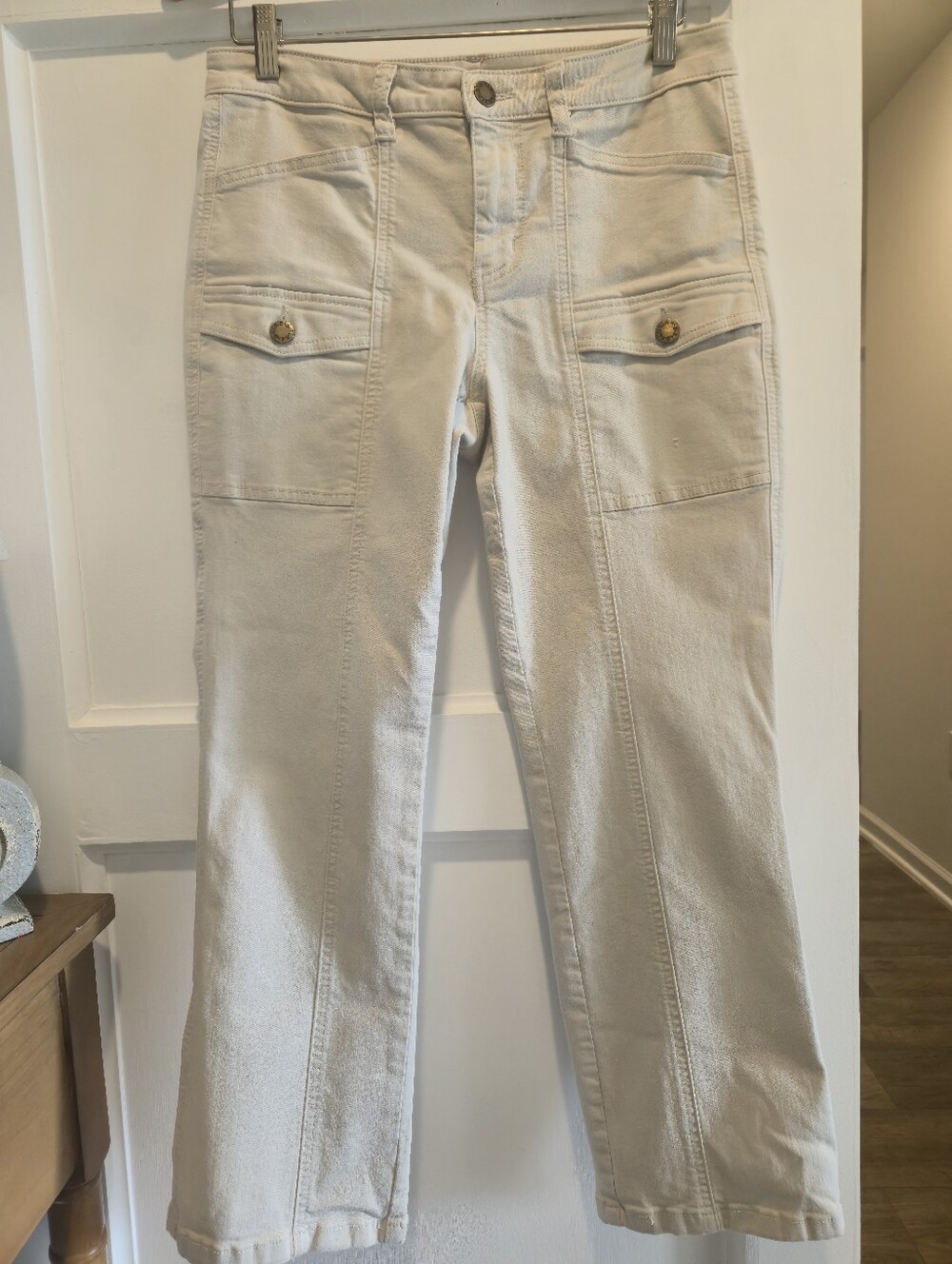 Belle by Kim Gravel Cream Women's Casual Stretch Jeans
